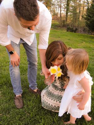 Katherine, Thomas, and Mills with some of Wrenn's daffodils